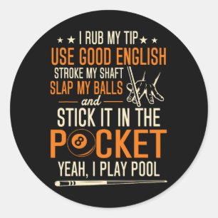 Billard Billard Poker Spieler Funny Billiard Shirt Runder Aufkleber