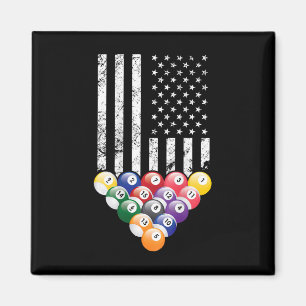 Billard Billiard Player 8 Ball American Flag Magnet