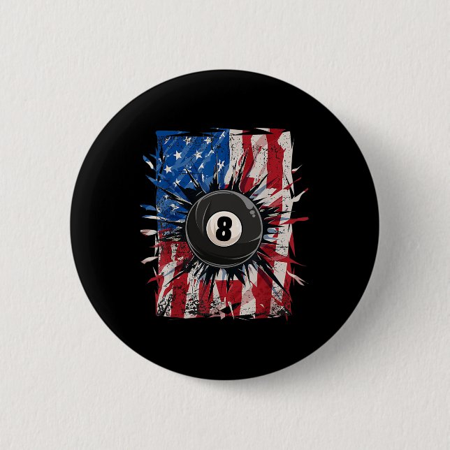 Billard Billiard Player 8 Ball USA Button (Vorderseite)