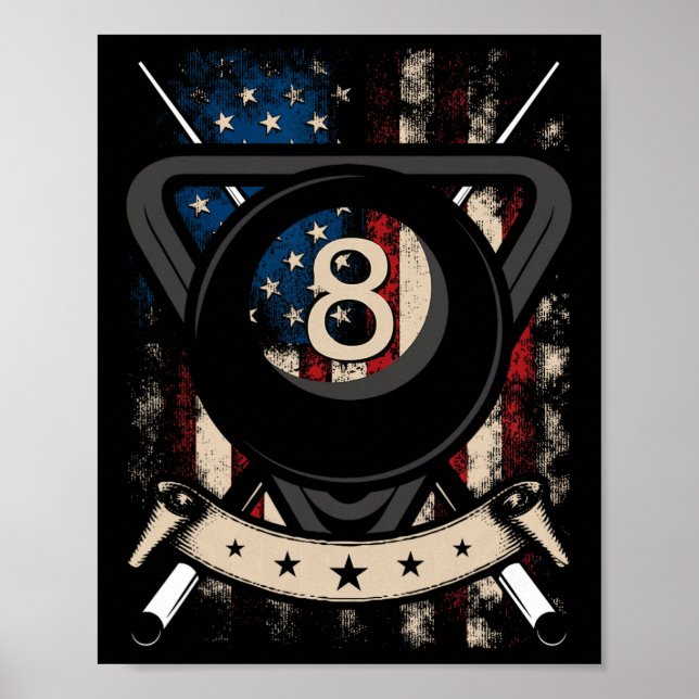 Billard Billiard Player 8 Ball USA Poster (Vorne)