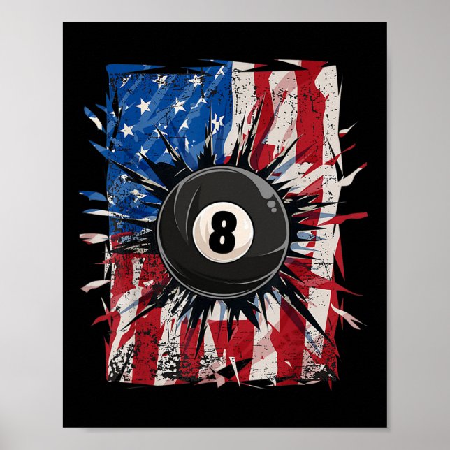Billard Billiard Player 8 Ball USA Poster (Vorne)