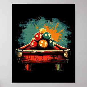Billard Comic Stil Innensportarten Poster