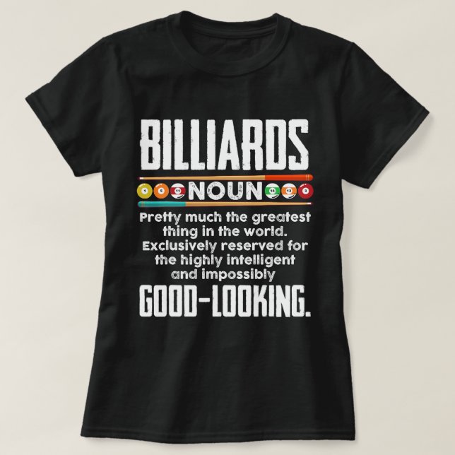 Billard Definition Funny Billiard 8 Ball Pool Pl T-Shirt (Design vorne)