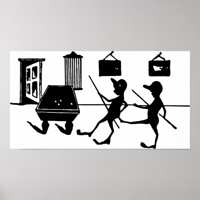 Billard Game Man Cheat Illustration Art Poster (Vorne)