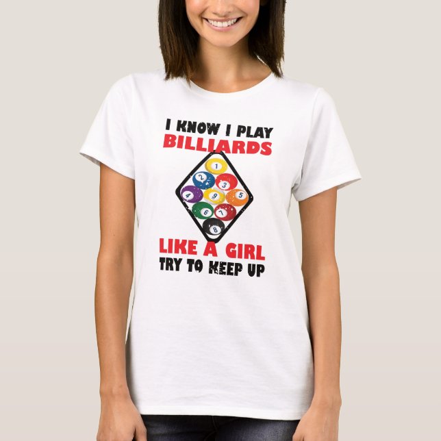 Billard-Geschenke für Frauen Billard-Spieler T-Shirt (Vorderseite)