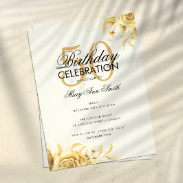 Billard Glam Birthday Elegante Gold Cream Flyer