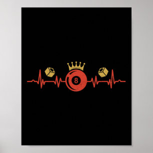 Billard Heartbeat 8 Ball Pool Player Billiard Sh Poster