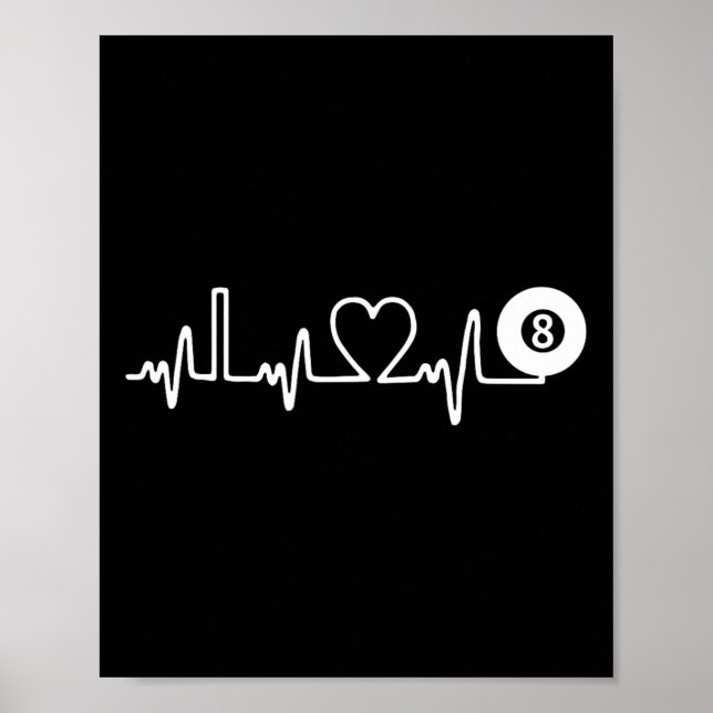 Billard Herzschlag! Ich Liebe Billard! Pool Player Poster (Vorne)