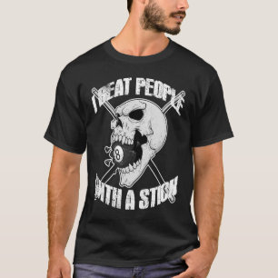 Billard Ich schlage Leute mit einem Stick Skull Ei T-Shirt