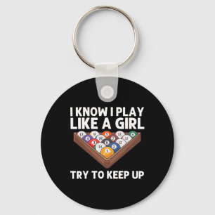 Billard Kunst für Mädchen Frauen 8 Ball Pool Billa Schlüsselanhänger
