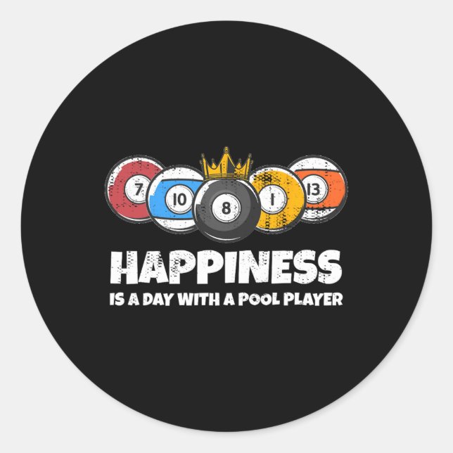 Billard oder Billard Billard Billard Billard Playe Runder Aufkleber (Vorderseite)