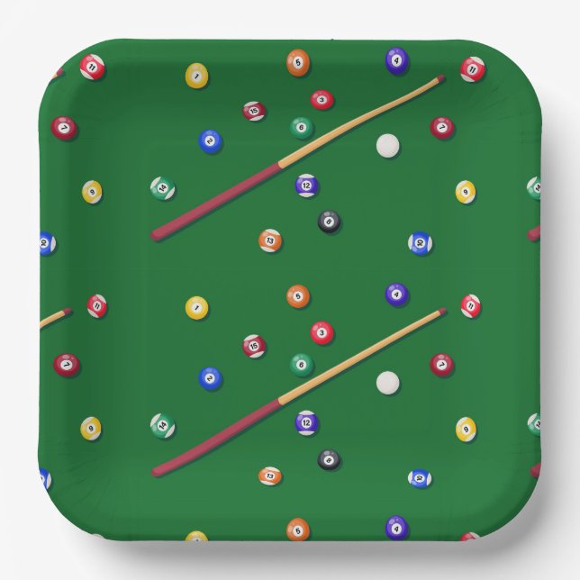 Billard-Papierteller, Poolbillard-Tisch-Party Pappteller (Vorderseite)
