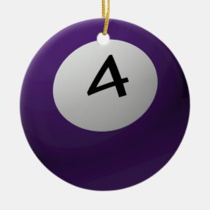 BILLARD-/POOL-BALL-WEIHNACHTSverzierung 4 (VIER) Keramikornament