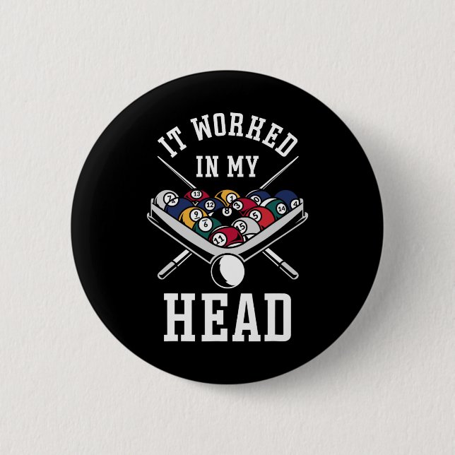 Billard Pool Player Ball, der in meinem Kopf funkt Button (Vorderseite)
