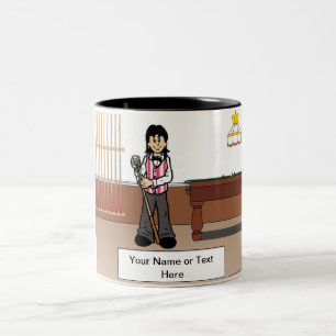 Billard, Pool Player - Cartoon Zweifarbige Tasse