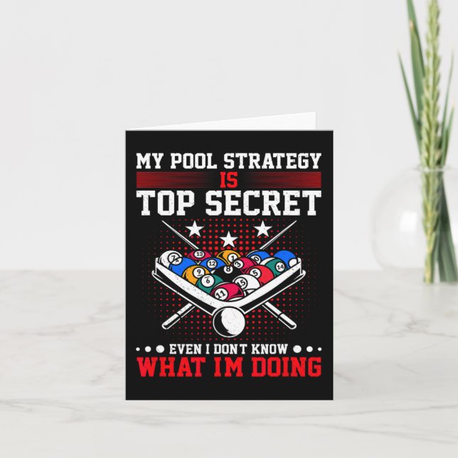 Billard Pool Player Meine Strategie ist geheim Karte (Vorderseite)