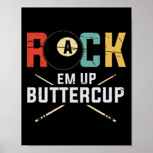 Billard Pool Player Rack Em Up Buttercup Stick 8 Poster