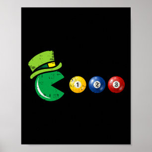 Billard Pool St Patricks Day Retro-Spiel Poster