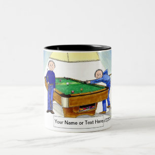 Billard, Poolspieler - Cartoon von Männern und Fra Zweifarbige Tasse