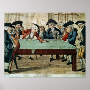 Billard, Radierung des 18. Jahrhundertsdurch Poster