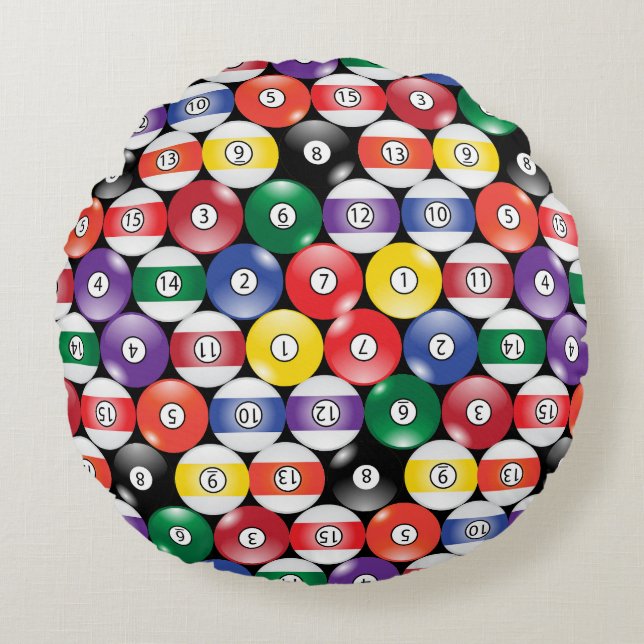 Billard Rundes Kissen (Vorderseite)