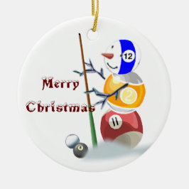 Billard-Schneemann-Weihnachtsverzierung Keramikornament