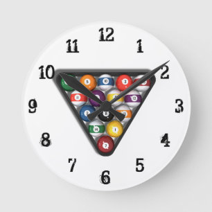 Billard / Schwimmbälle: Wall-Uhr Runde Wanduhr