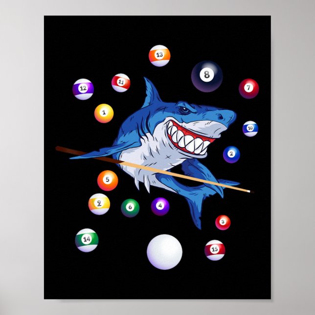 Billard Shark Billiard Player Billard Billardtisch Poster (Vorne)