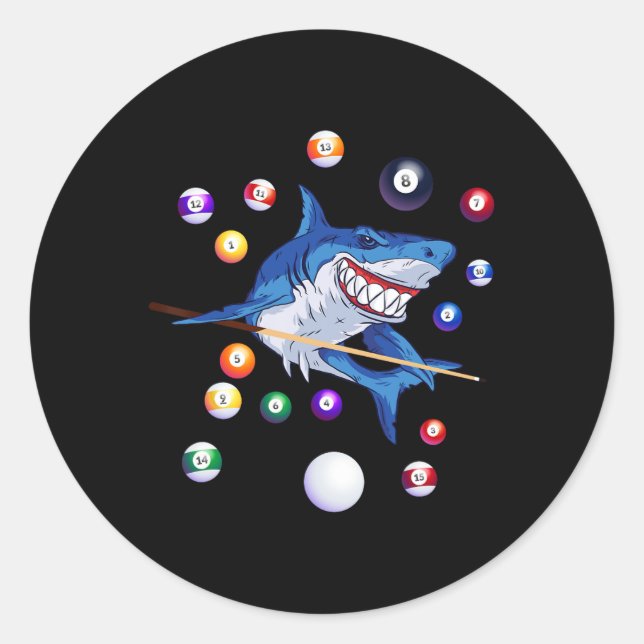 Billard Shark Billiard Player Billard Billardtisch Runder Aufkleber (Vorderseite)