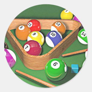 Billard, Ständer, buntes Design, Runder Aufkleber