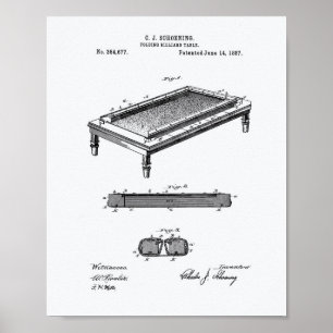 Billard-Tisch 1887 Patentkunst - Weißes Papier Poster