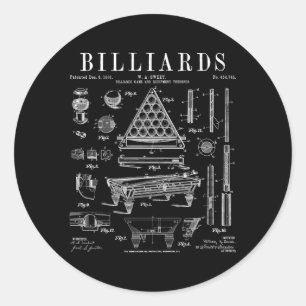 Billard Tischpool Cue Ball Patent Zeichnend Druck Runder Aufkleber