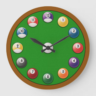 Billard-Uhr - Körper und Streifen Große Wanduhr