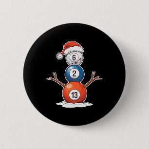 Billard Weihnachtsschneemann mit Billardtisch Button