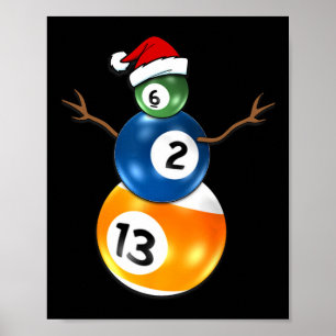 Billard Weihnachtsschneemann mit Billardtisch Poster