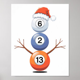 Billard Weihnachtsschneemann mit Billardtisch Poster