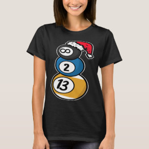 Billard-Weihnachtsschneemann mit Poolbillardkugeln T-Shirt