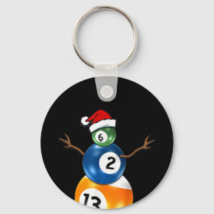 Billard Weihnachtsschneemann mit Swimmingpool-Tafe Schlüsselanhänger