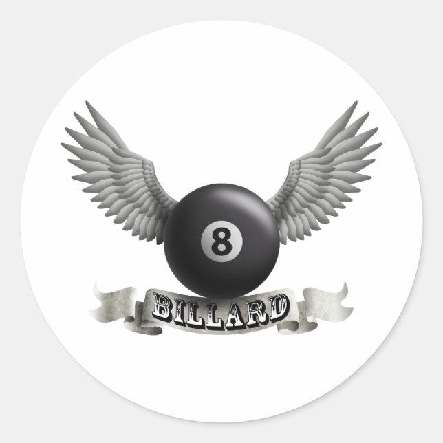 Billard wings A Runder Aufkleber (Vorderseite)