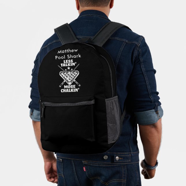 Billard Zitat über Chalking und Fokus auf Spiel Bedruckter Rucksack (Insitu (Modell))