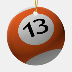 BILLARDKUGEL-WEIHNACHTSverzierung 13 (DREIZEHN) Keramikornament