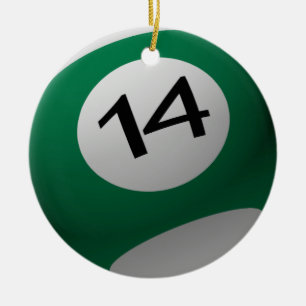 BILLARDKUGEL-WEIHNACHTSverzierung 14 (VIERZEHN) Keramikornament