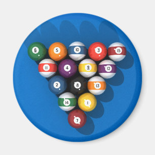 Billardkugeln auf blauem Filz: Magnet