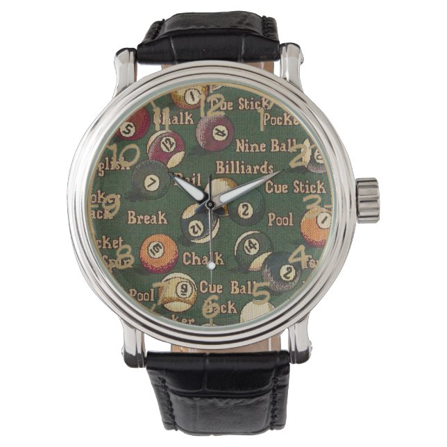 Billardkugeln für Billardwangen Armbanduhr (Vorderseite)