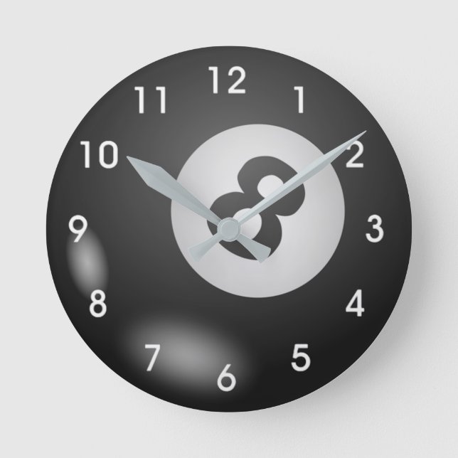 billards 8 Ball Runde Wanduhr (Vorderseite)