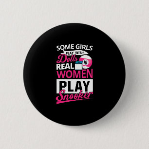 Billardspieler Wirkliche Frauen spielen Snooker Button