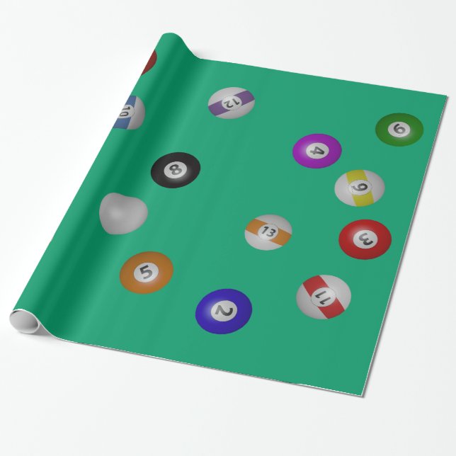 Billardtisch und Bälle Geschenkpapier (Ungerollt)