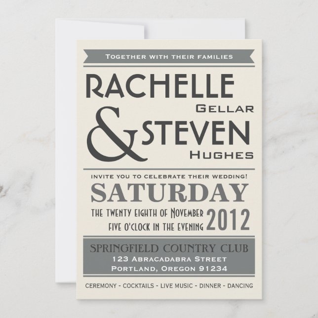 Billboard Hochzeitskollektion Einladung (Vorderseite)