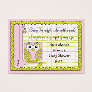 Billet Baby shower au carillon/Chouette rose/verte