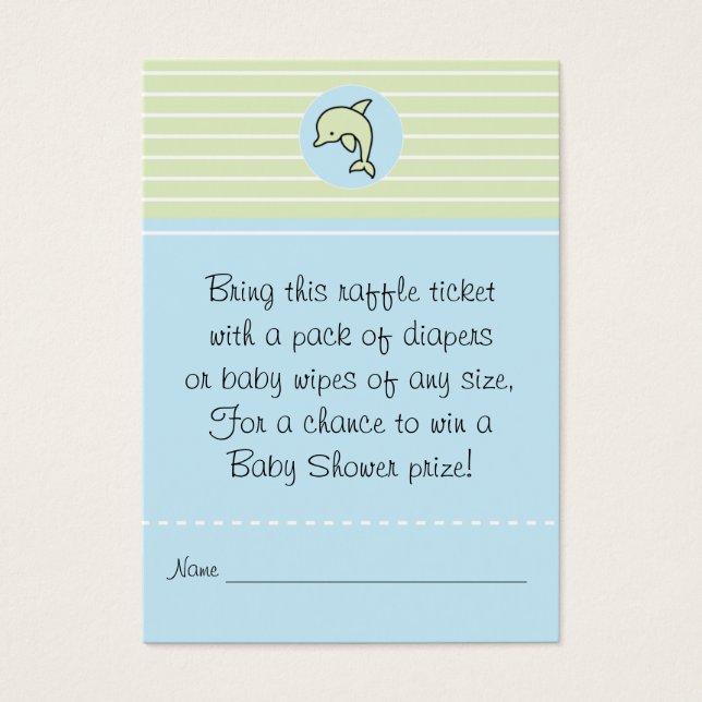 Billet baby shower au carrousel/Dauphin vert/bleu (Devant)